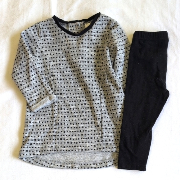 petit lem patterned tunic top & leggings matching outfit set 12 months baby girl - Picture 1 of 9